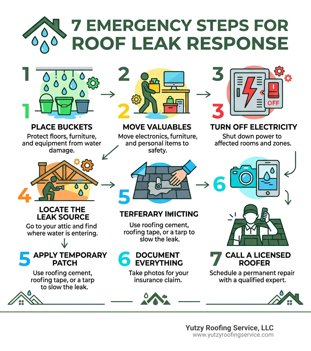 7 emergency steps infographic for roof leak response with icons and brief descriptions - quick fix for roof leak infographic 7 emergency steps infographic for roof leak response with icons and brief descriptions - quick fix for roof leak infographic