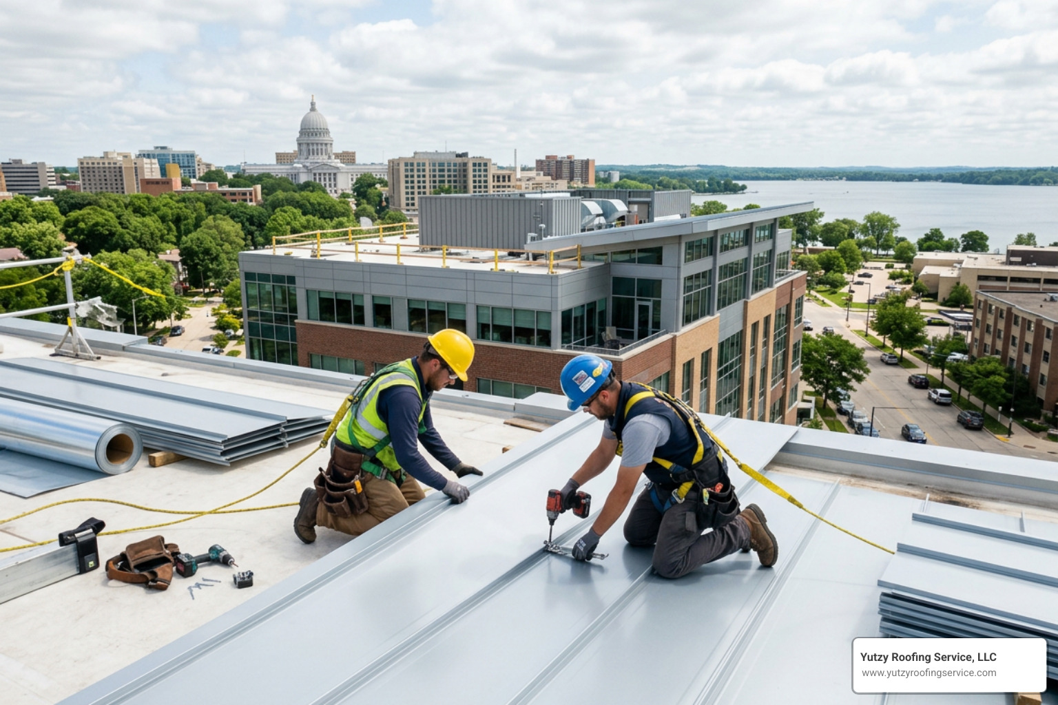 metal roofing installation on a Madison commercial building - roofing companies madison wi metal roofing installation on a Madison commercial building - roofing companies madison wi