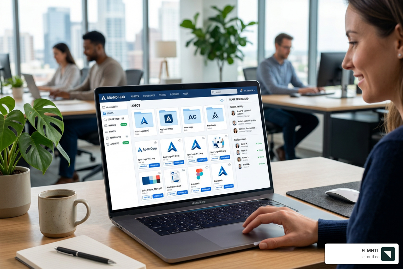 digital brand asset library showing cloud storage and easy access - brand identity toolkit