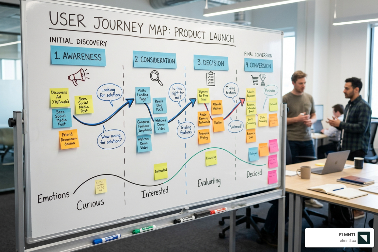 A detailed user journey map illustrating the path from initial discovery to final conversion - ux of a website