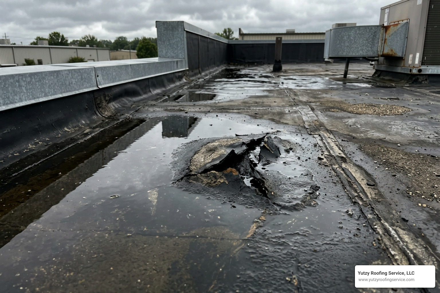 Signs of commercial roof damage: ponding water and membrane punctures - commercial roof replacement bucyrus oh Signs of commercial roof damage: ponding water and membrane punctures - commercial roof replacement bucyrus oh