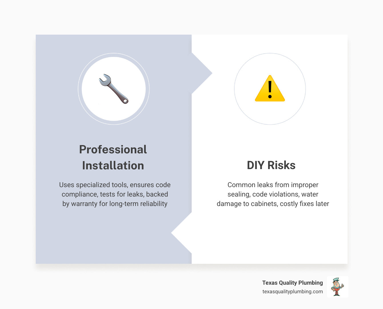 Infographic showing professional kitchen faucet installation steps vs DIY risks in Baytown TX - kitchen faucet installation Infographic showing professional kitchen faucet installation steps vs DIY risks in Baytown TX - kitchen faucet installation