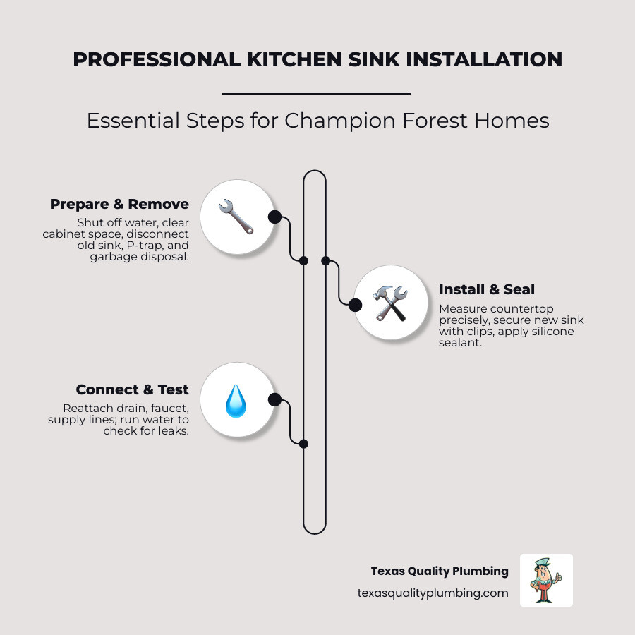 Infographic: 7 steps of professional kitchen sink installation in Champion Forest, TX with material tips - kitchen sink Infographic: 7 steps of professional kitchen sink installation in Champion Forest, TX with material tips - kitchen sink