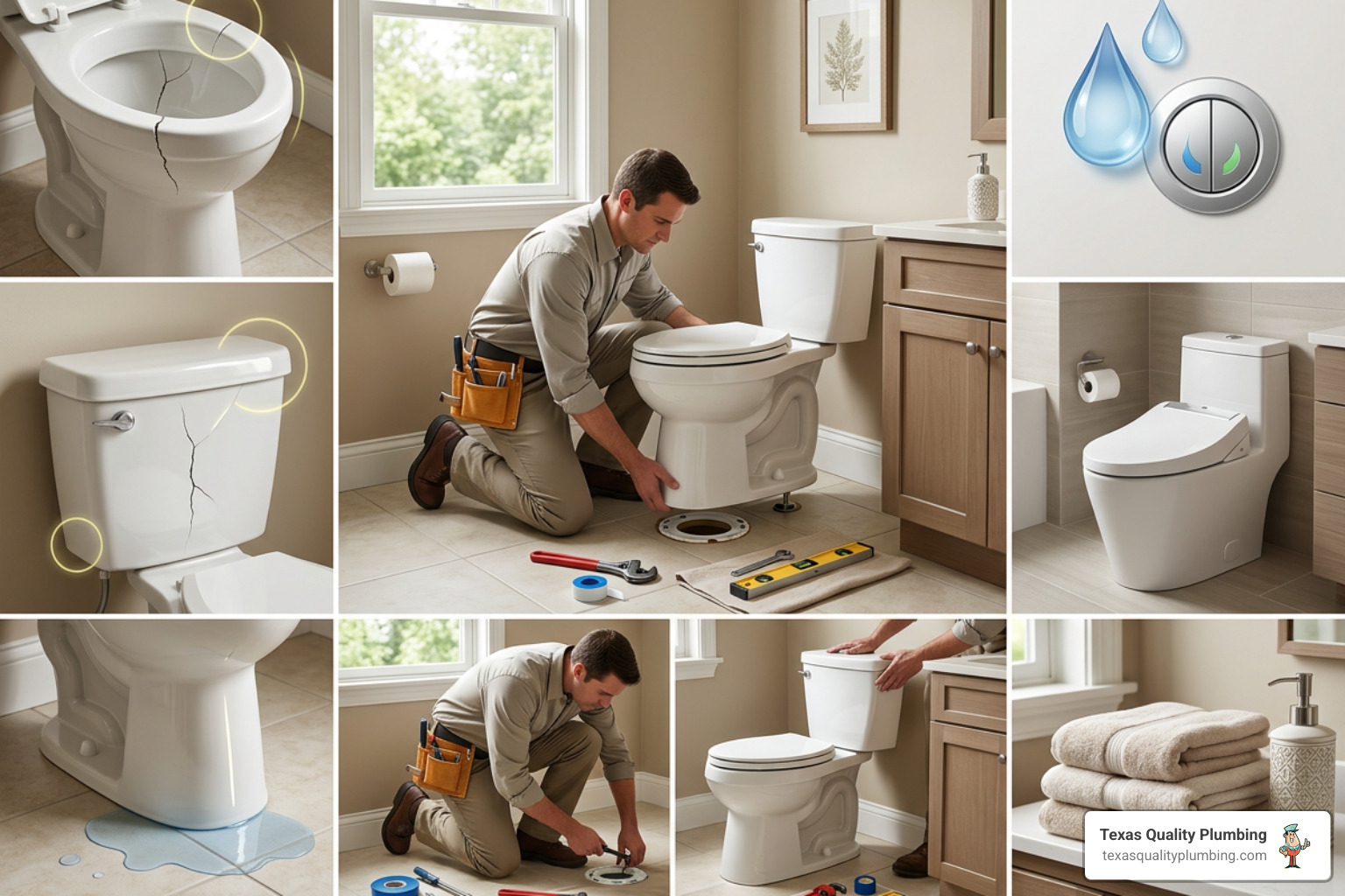 Infographic showing signs of toilet failure, steps to professional installation, and benefits of upgrading in Spring Valley Infographic showing signs of toilet failure, steps to professional installation, and benefits of upgrading in Spring Valley