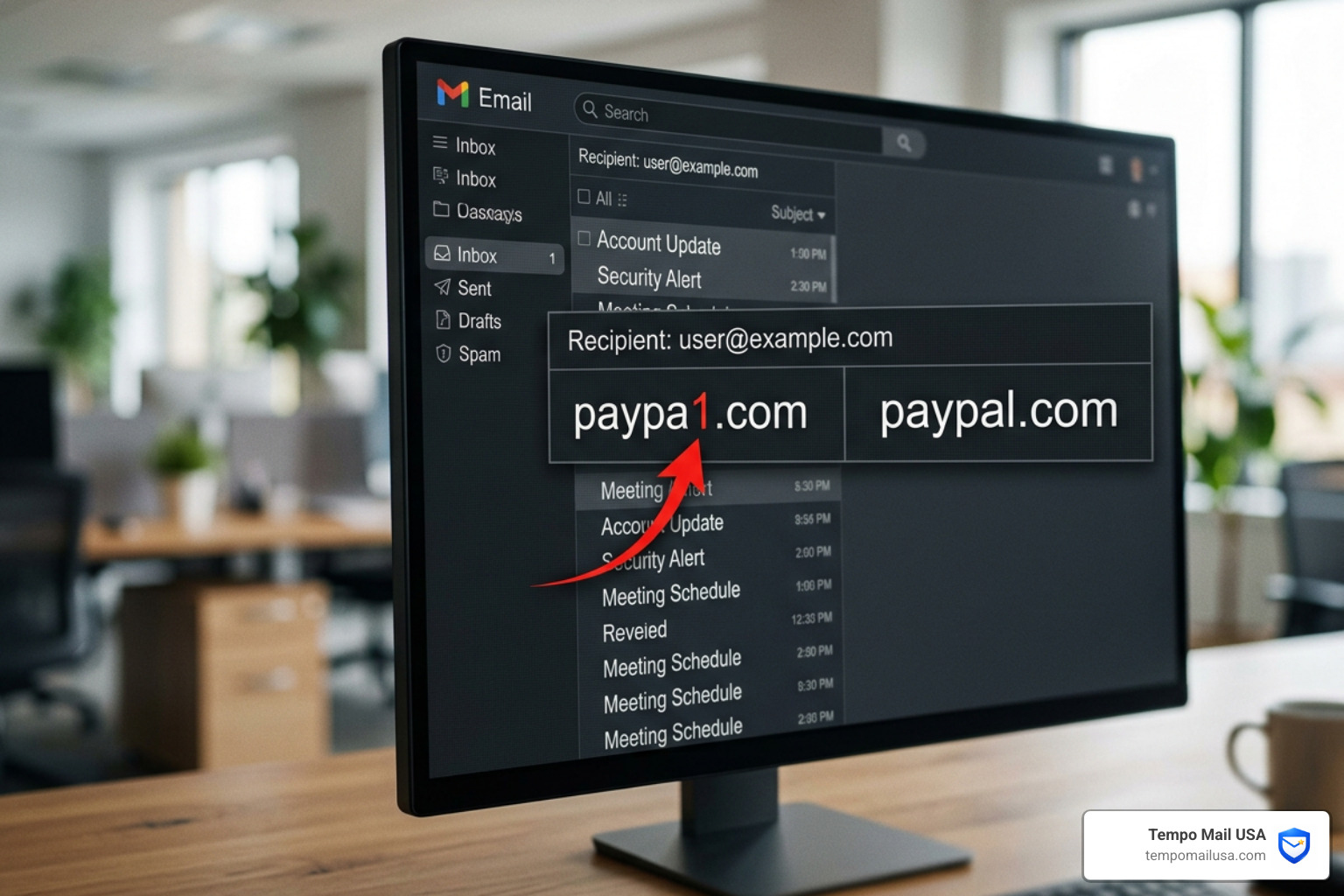 A lookalike domain example: paypa1.com vs paypal.com - Business email compromise scam A lookalike domain example: paypa1.com vs paypal.com - Business email compromise scam