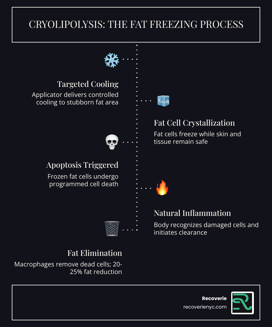 Infographic showing the cryolipolysis fat-reduction process step by step from cooling to elimination - coolsculpting near me Infographic showing the cryolipolysis fat-reduction process step by step from cooling to elimination - coolsculpting near me