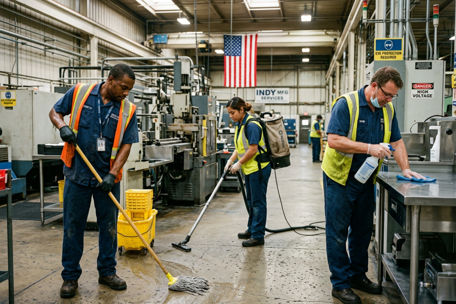 professional facility maintenance crew ensuring operational efficiency in a high-stakes environment - full service janitorial