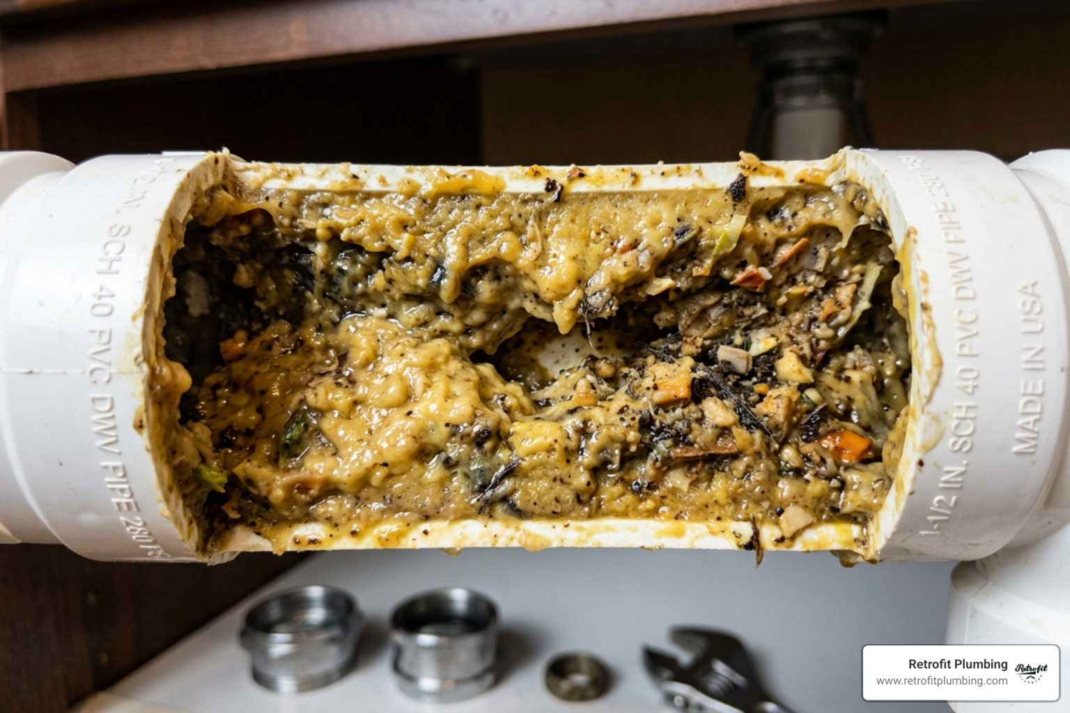 grease buildup inside a kitchen drain pipe - cost to unclog kitchen sink grease buildup inside a kitchen drain pipe - cost to unclog kitchen sink