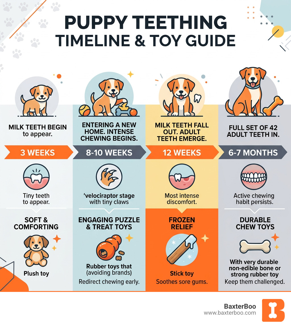 Puppy teething timeline from 3 weeks to 7 months with key milestones and toy recommendations - best dog teething toys Puppy teething timeline from 3 weeks to 7 months with key milestones and toy recommendations - best dog teething toys