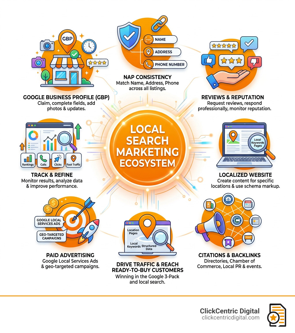 Local search marketing ecosystem overview infographic - local search marketing strategy infographic 