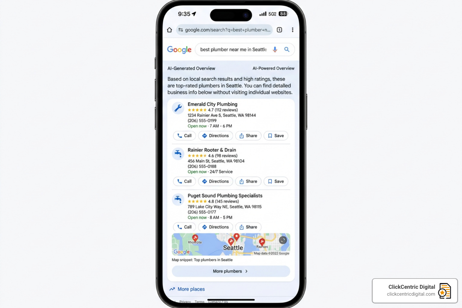 AI-generated search results for a local query - local search marketing strategy
