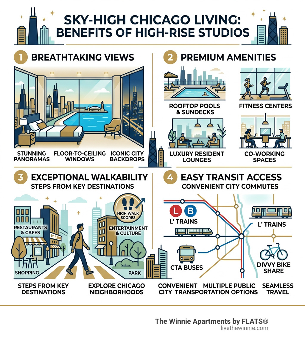 Benefits of high-rise studio living in Chicago - views, amenities, walkability, transit access - high rise studios chicago Benefits of high-rise studio living in Chicago - views, amenities, walkability, transit access - high rise studios chicago
