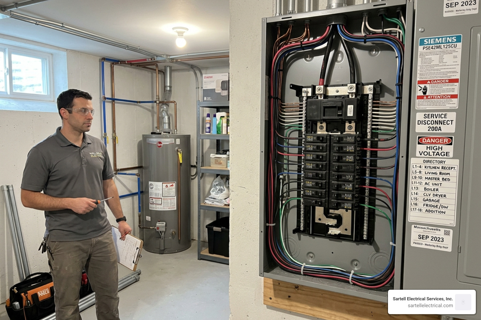 Modern electrical panel upgrade in a Wellesley home - electrician wellesley ma