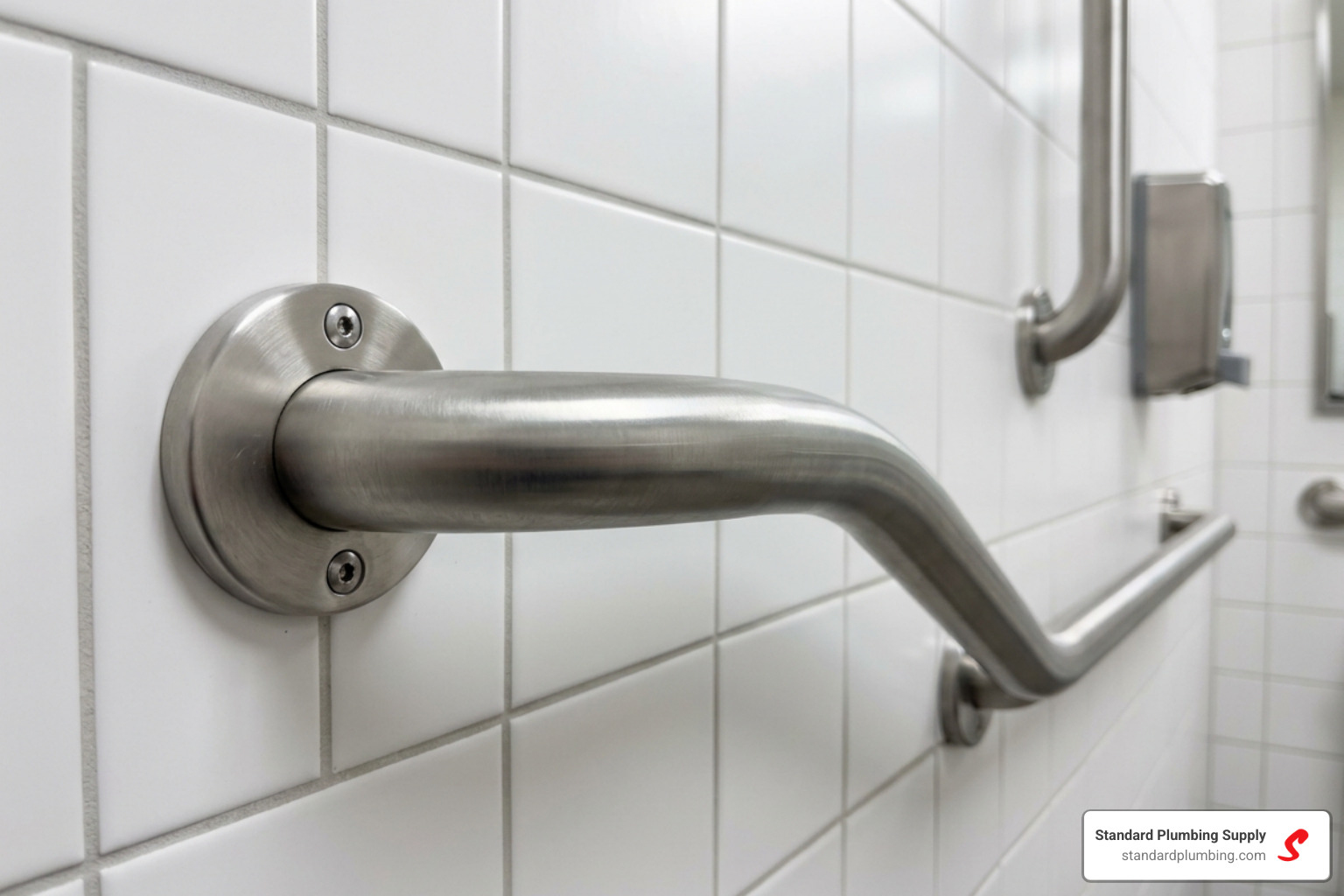 Stainless steel ADA grab bar with satin finish - ada bathroom grab bars