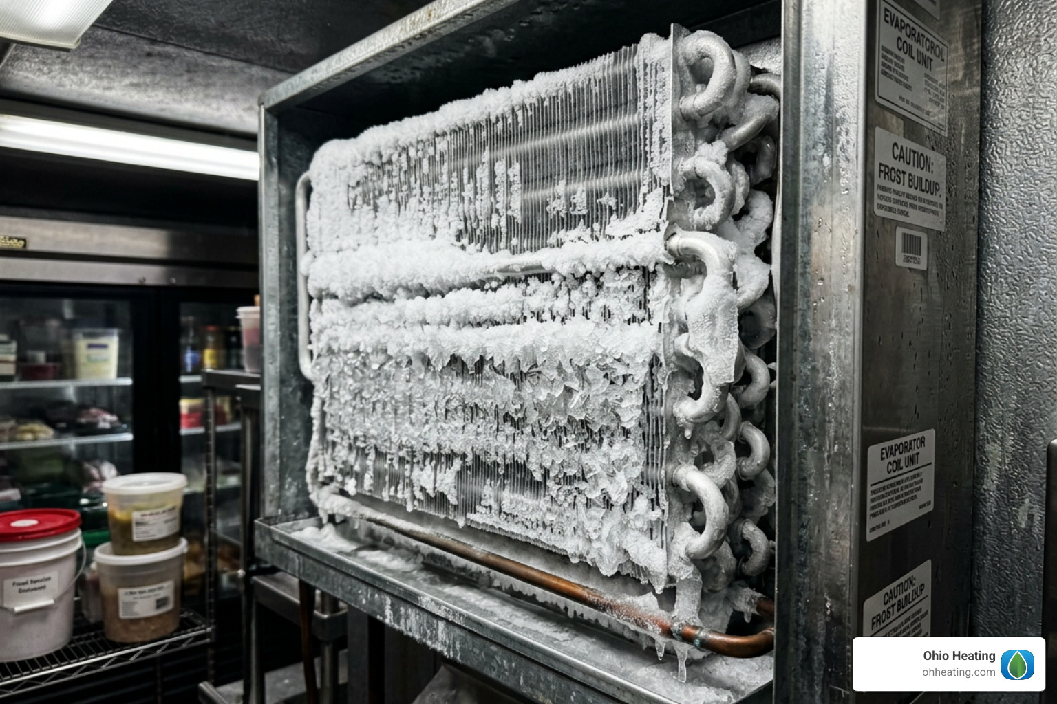 frost buildup on evaporator coils in a walk-in cooler - walk-in cooler repair