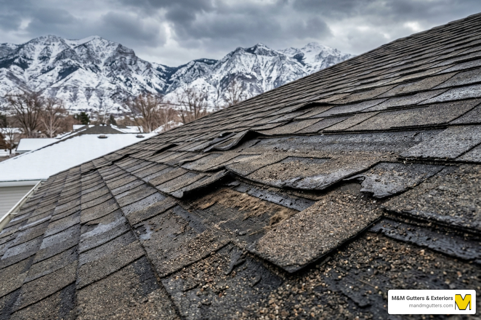 damaged shingles on a pitched roof in Weber County - pitched roof replacement weber county damaged shingles on a pitched roof in Weber County - pitched roof replacement weber county