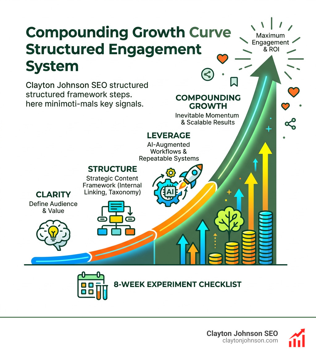 infographic showing the compounding growth curve of a structured engagement system - engagement boosting checklist tactics