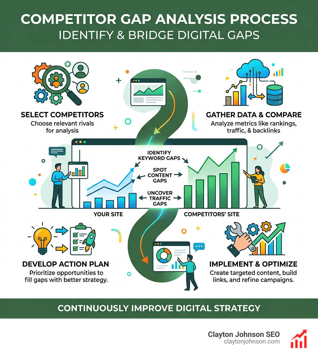 competitor gap analysis tools process showing gaps between your site and competitors - competitor gap analysis tools