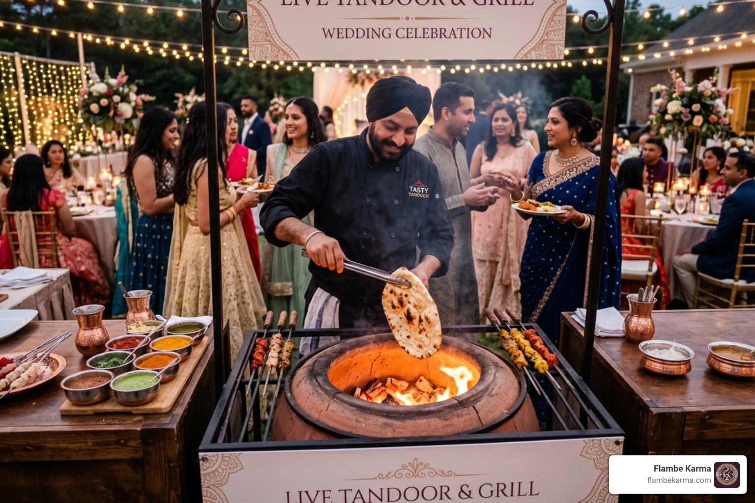 live tandoor cooking station at a wedding - indian wedding catering