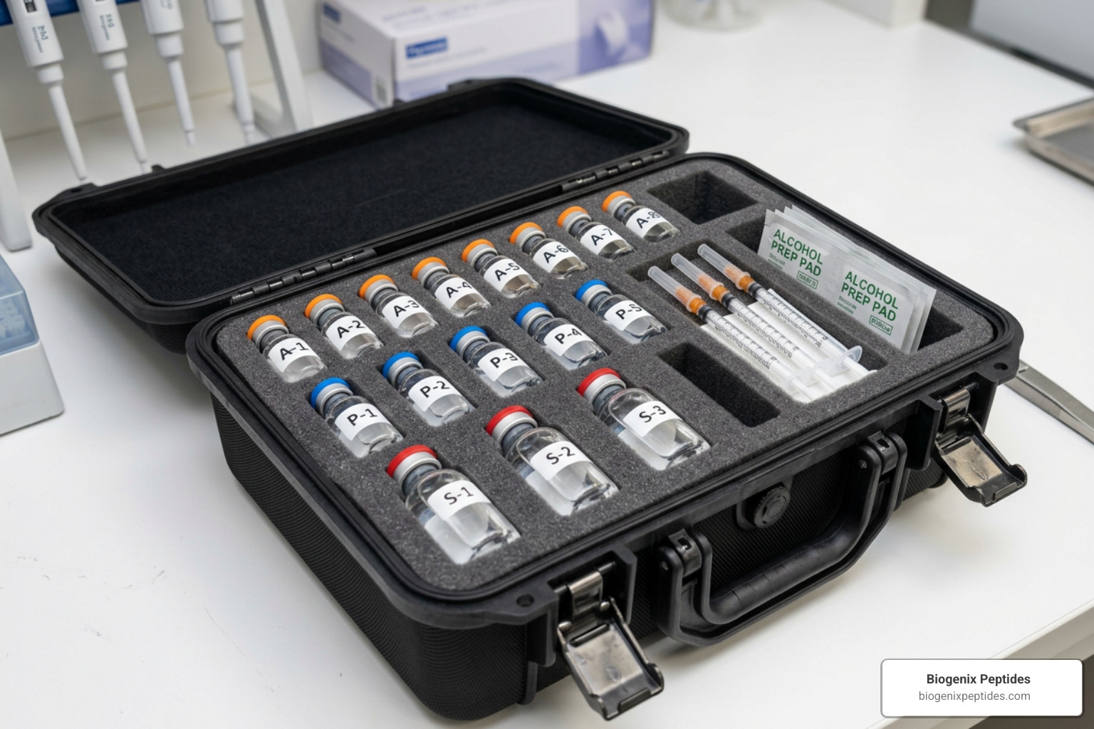 hardshell peptide case with secure latches and organized vials - peptide storage containers hardshell peptide case with secure latches and organized vials - peptide storage containers