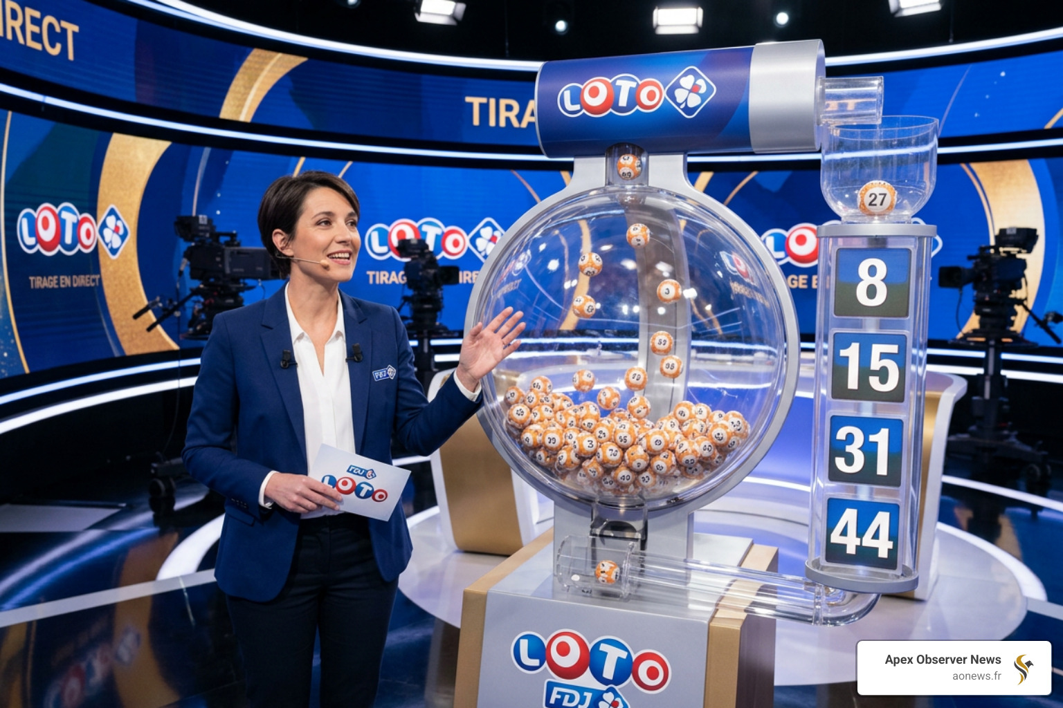 The official Loto draw studio with the glass sphere and numbered balls - lotto résultats ce soir The official Loto draw studio with the glass sphere and numbered balls - lotto résultats ce soir