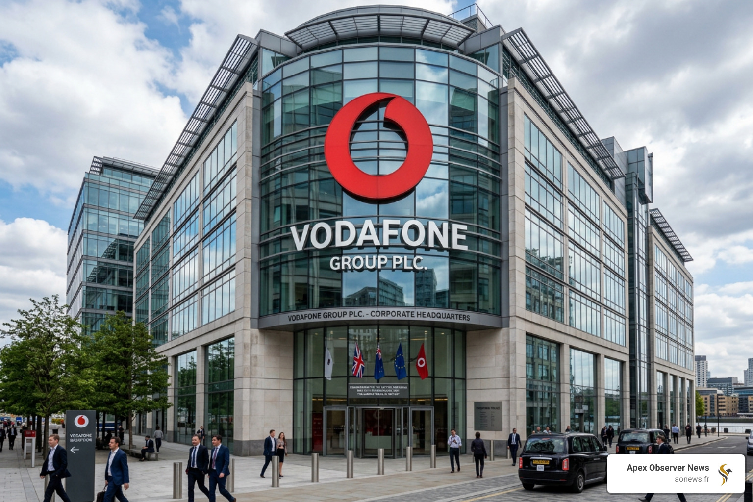 The iconic Vodafone logo representing the largest M&A deal in history - business merger acquisition deals