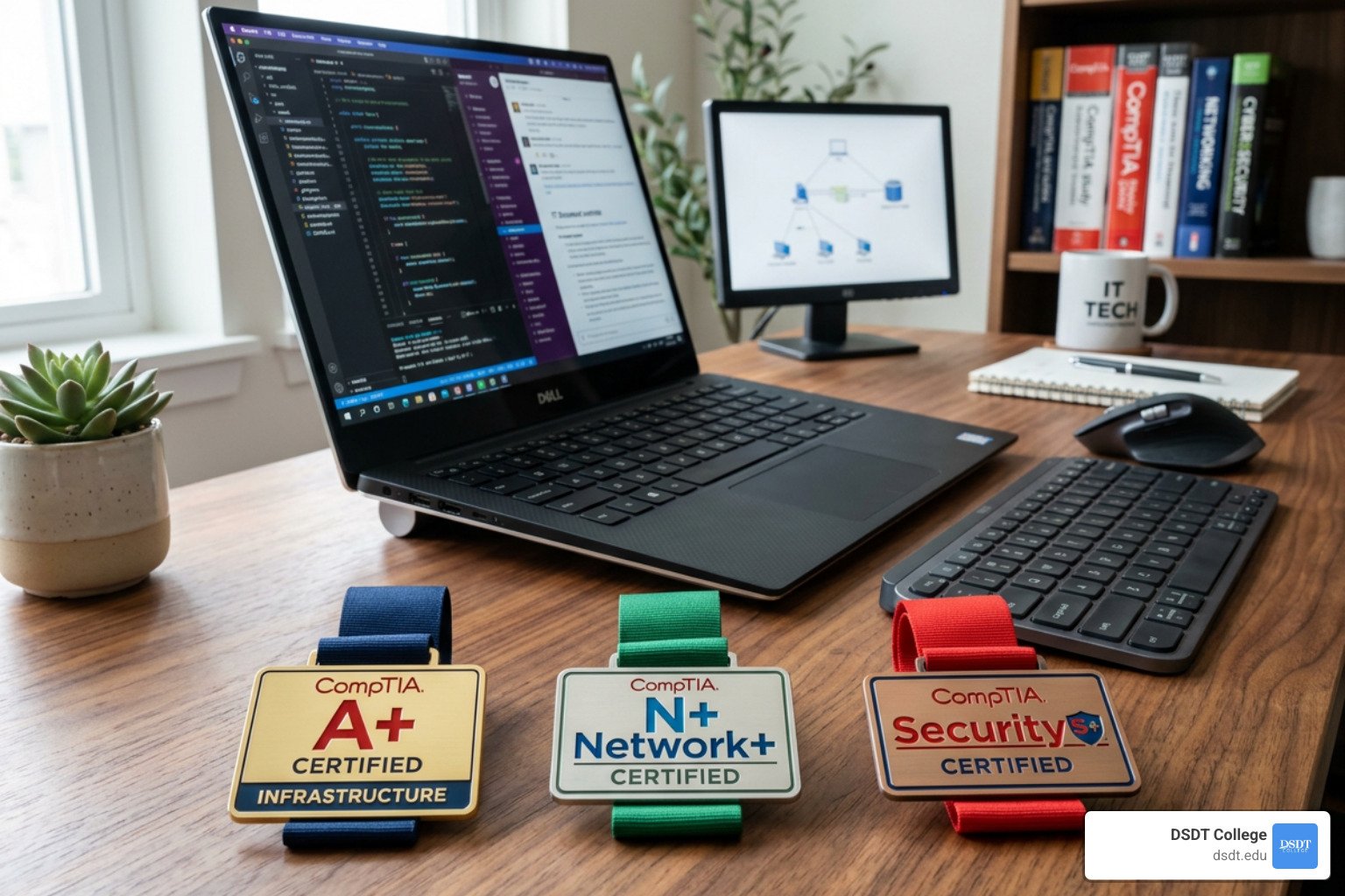 IT certification badges like CompTIA A+, Network+, and Security+ - entry level IT jobs IT certification badges like CompTIA A+, Network+, and Security+ - entry level IT jobs