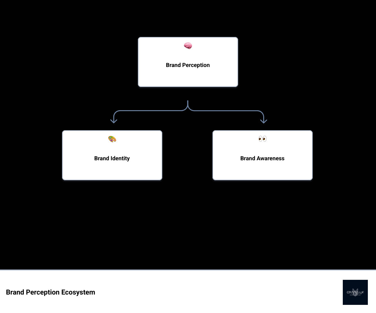 Brand perception ecosystem infographic showing identity, awareness, customer experience, social proof, and emotional Brand perception ecosystem infographic showing identity, awareness, customer experience, social proof, and emotional