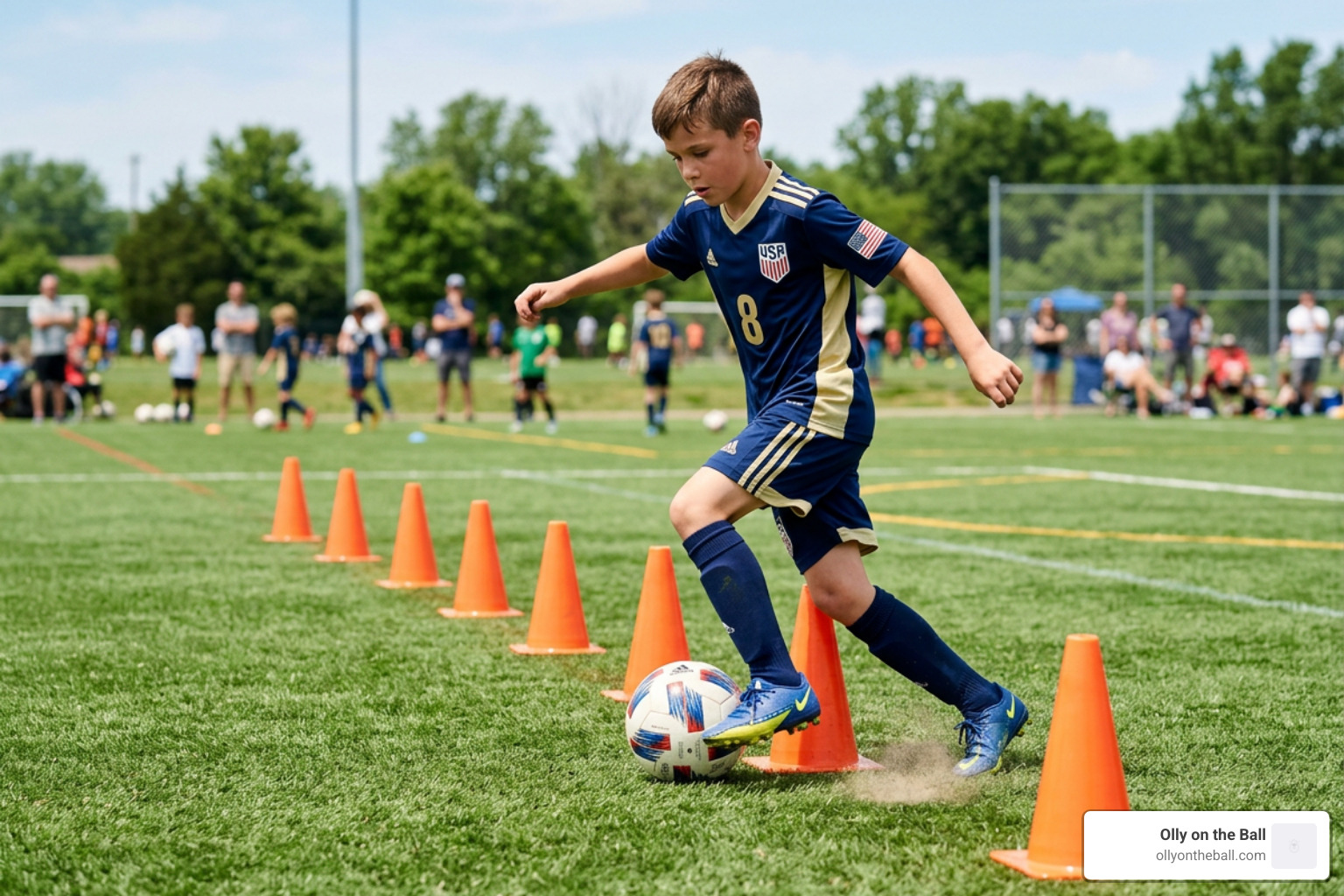 player performing cone weaves - beginner soccer drills player performing cone weaves - beginner soccer drills