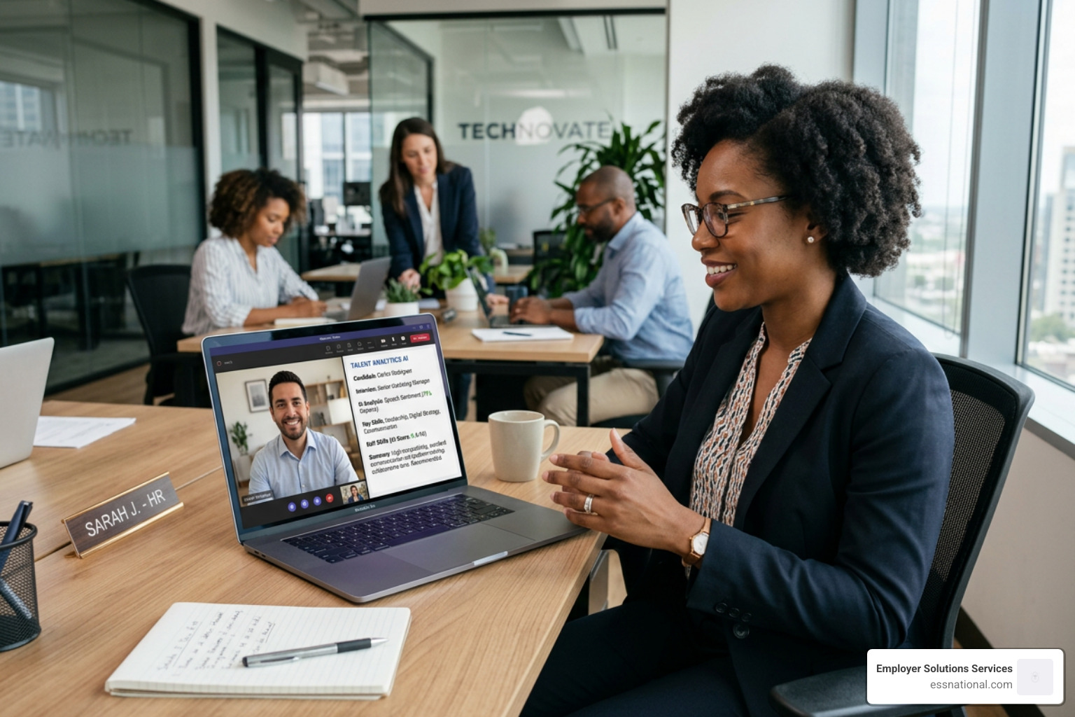 Recruiter using AI software during a personal interview - staffing agency 30 experience
