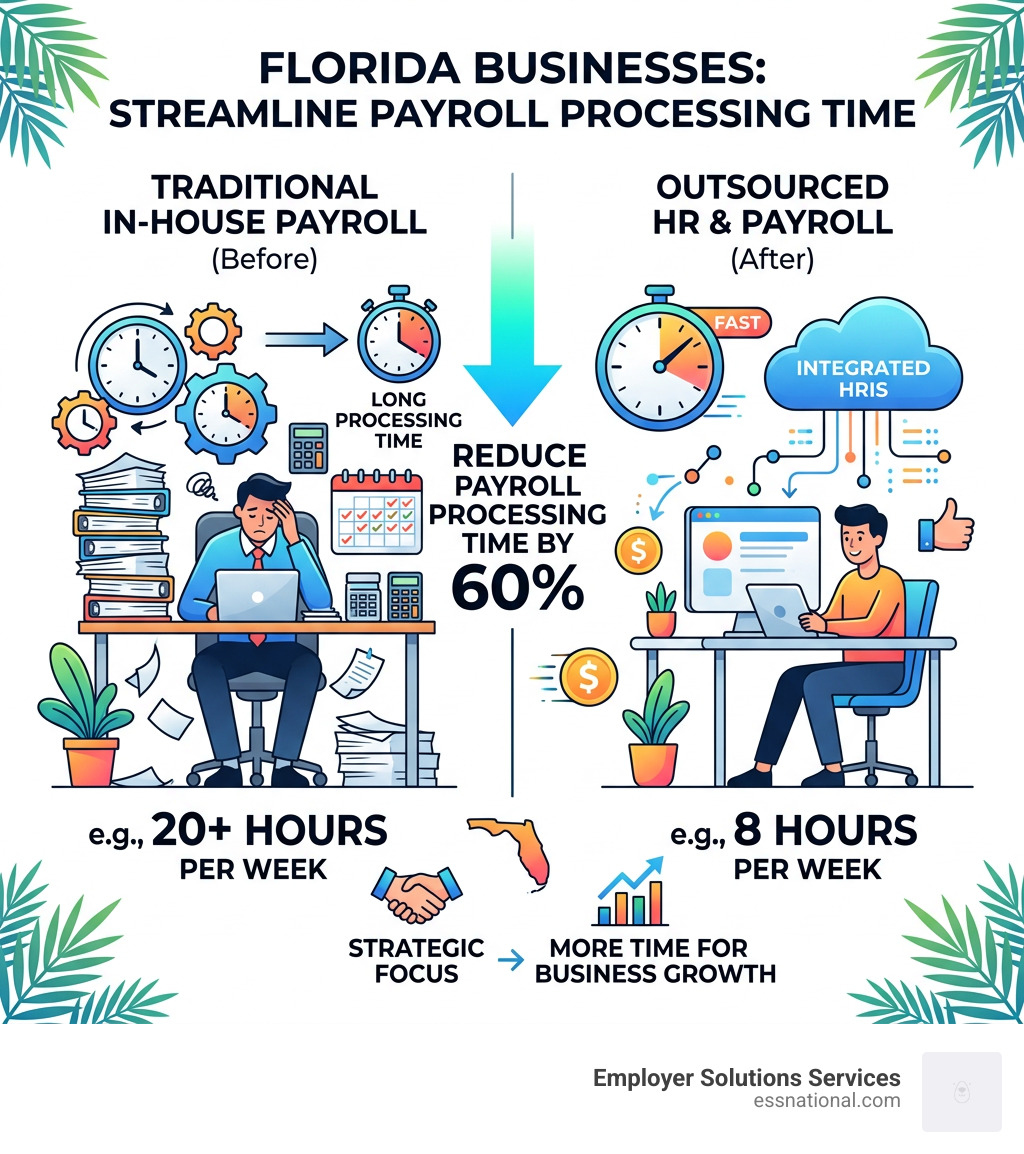 Infographic showing the 60% reduction in payroll processing time for Florida businesses - hr outsourcing florida infographic Infographic showing the 60% reduction in payroll processing time for Florida businesses - hr outsourcing florida infographic