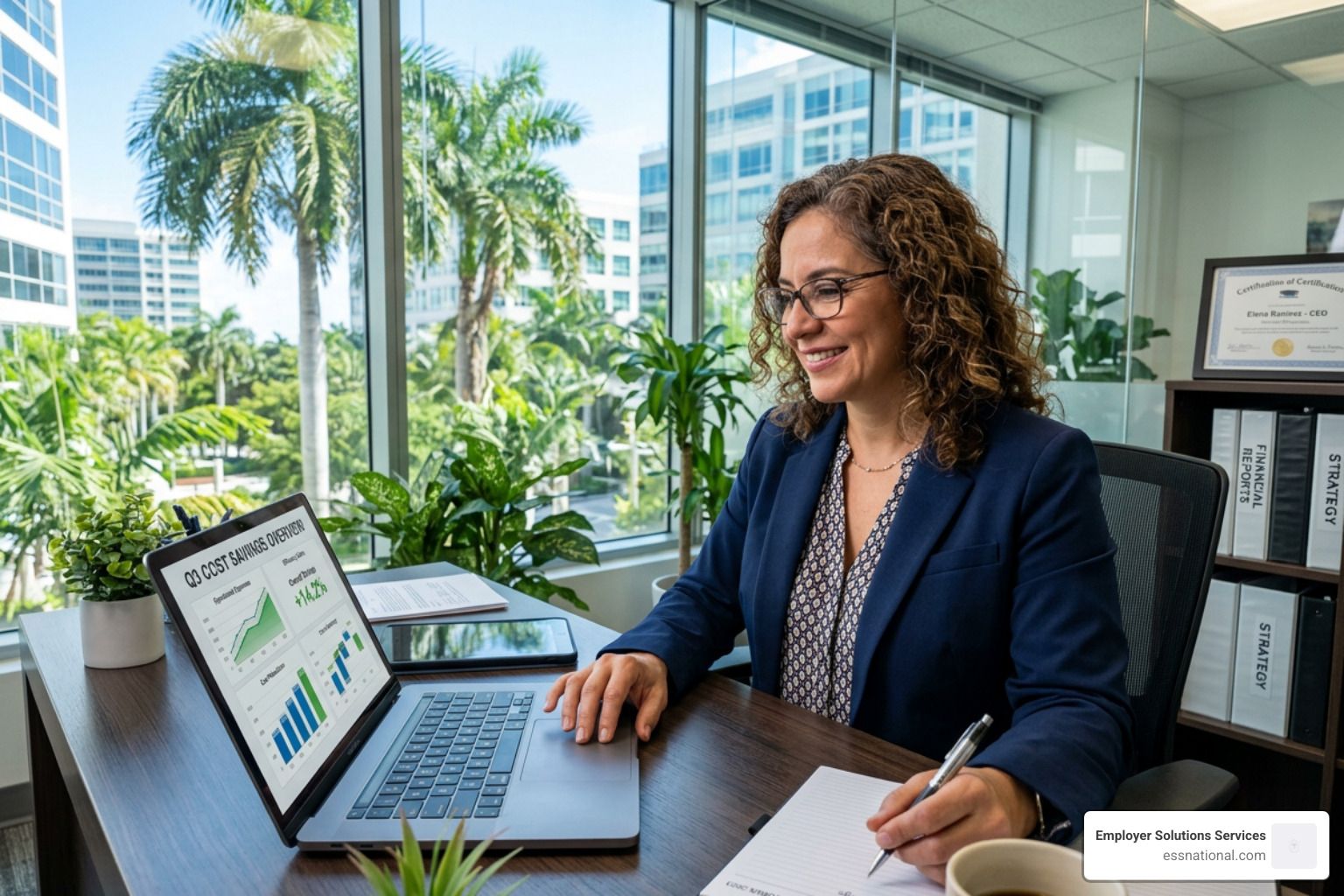 business owner in Florida reviewing financial reports and cost savings data - hr outsourcing florida business owner in Florida reviewing financial reports and cost savings data - hr outsourcing florida
