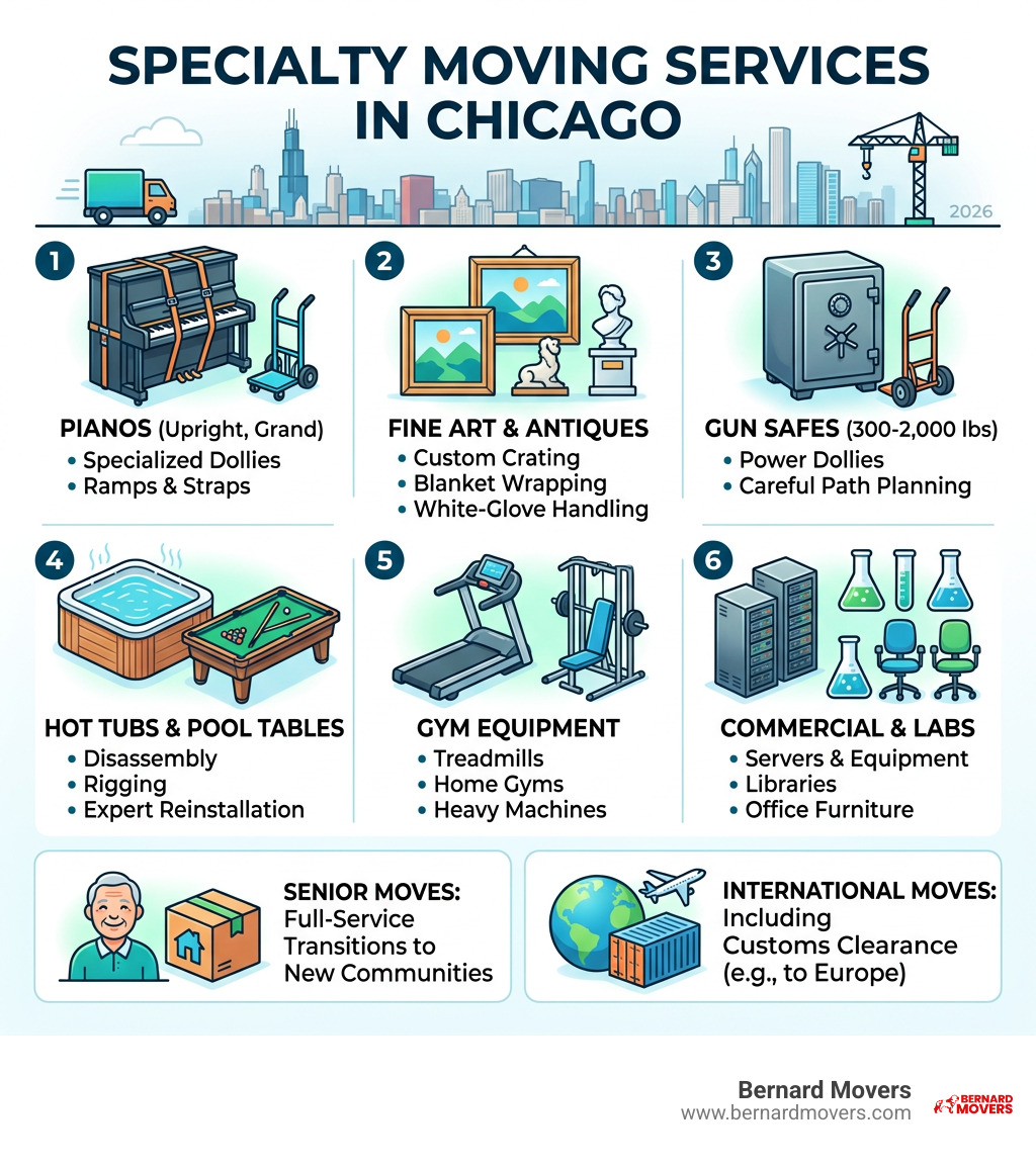 Infographic showing types of specialty moving services in Chicago and what each involves - Specialty movers Chicago Infographic showing types of specialty moving services in Chicago and what each involves - Specialty movers Chicago