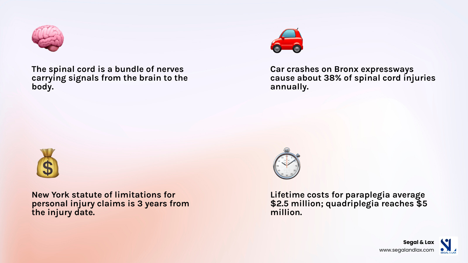 Infographic showing spinal cord injury causes, types, lifetime costs, and key legal deadlines in New York - Bronx spinal Infographic showing spinal cord injury causes, types, lifetime costs, and key legal deadlines in New York - Bronx spinal