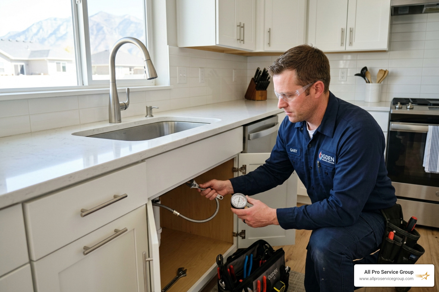 A professional plumber in Ogden installing a modern kitchen fixture and checking for leaks - plumbers in ogden utah