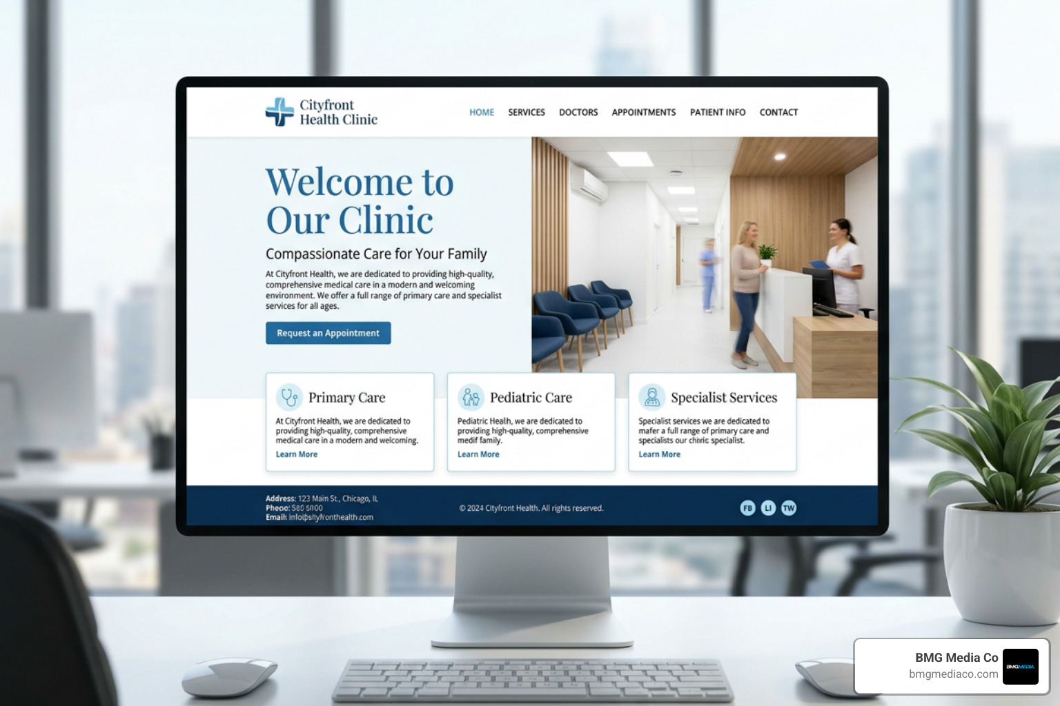 A minimalist medical web layout featuring serif fonts and clean white space - creative medical website design