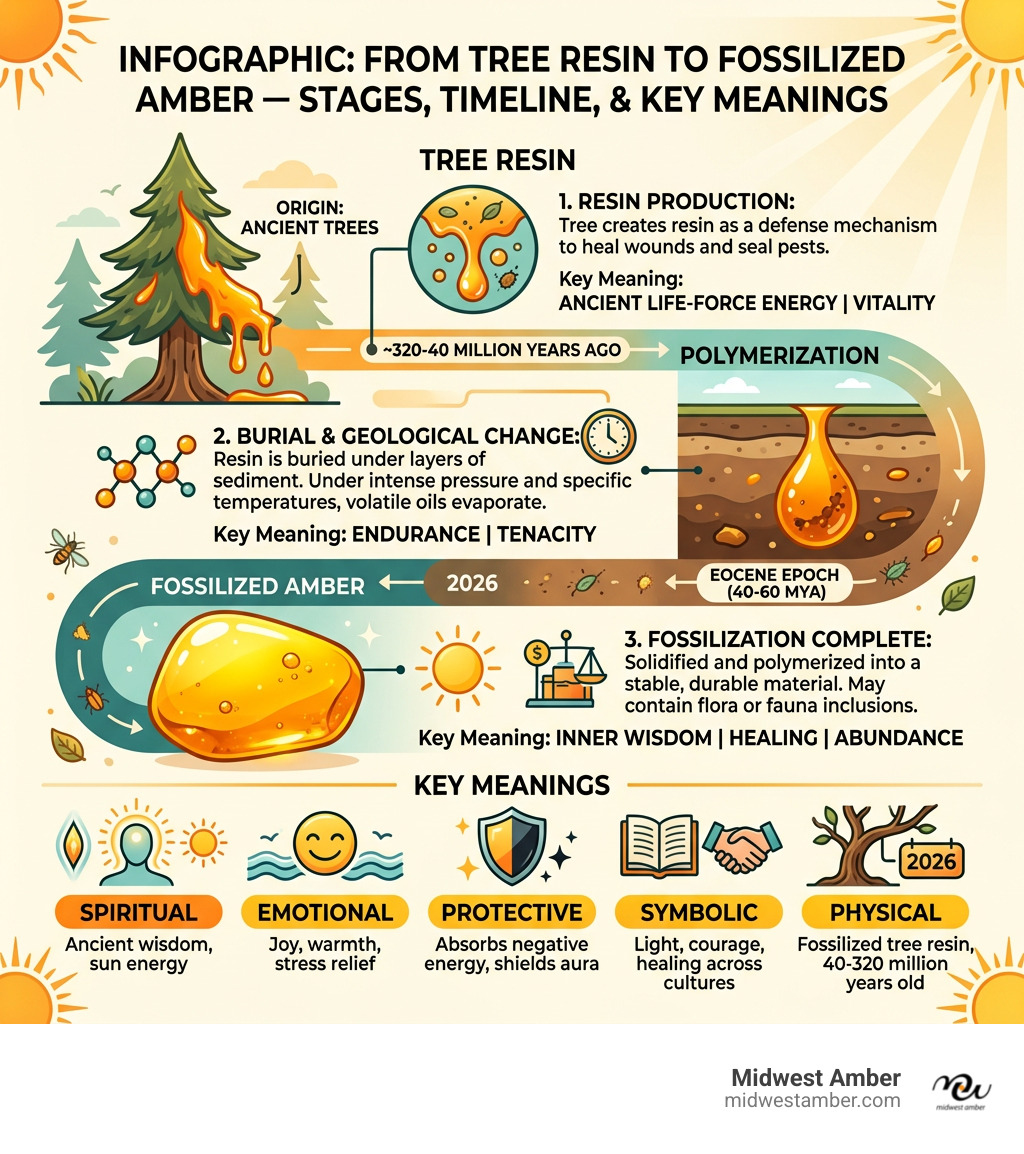 Infographic: from tree resin to fossilized amber — stages, timeline, and key meanings - meaning of amber stone infographic Infographic: from tree resin to fossilized amber — stages, timeline, and key meanings - meaning of amber stone infographic