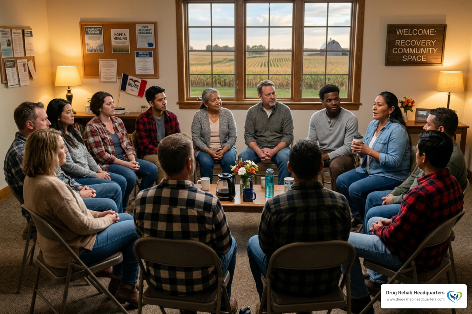 Iowa community outreach and support group gathering - Iowa addiction recovery programs