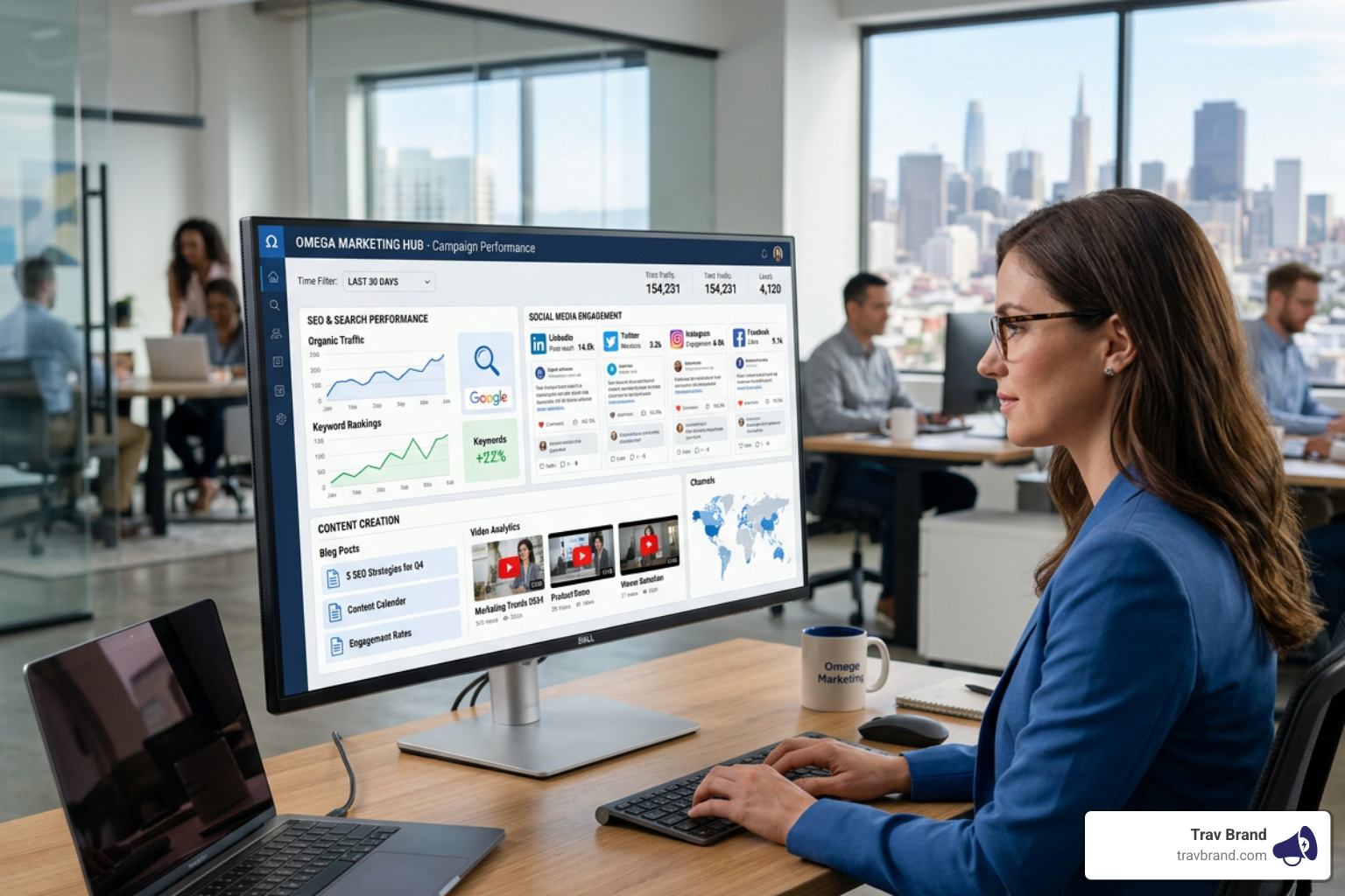Multi-channel digital strategy showing the integration of SEO, Social, and Content - b2c inbound marketing
