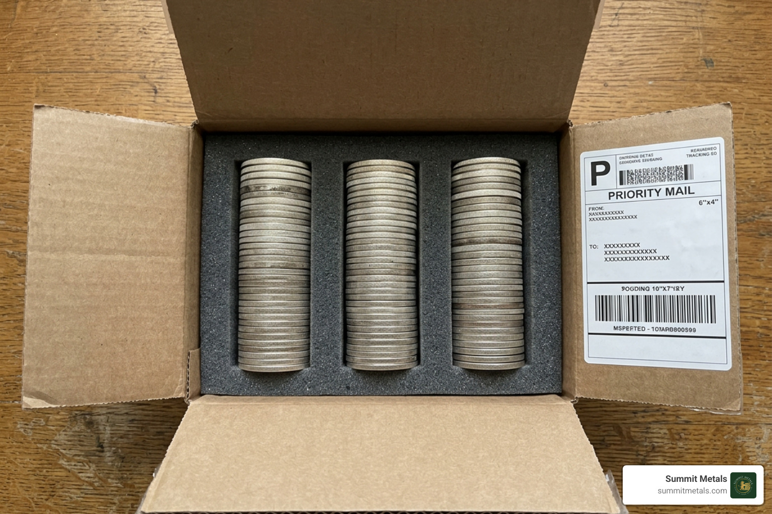 Securely packaged silver coins in a protective box - buy morgan silver dollars online