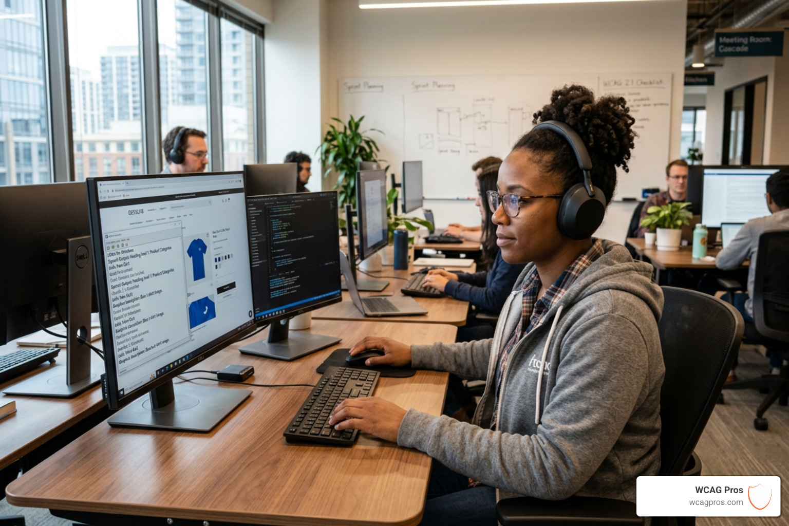 Developer using a screen reader to test website accessibility: accessible web design Developer using a screen reader to test website accessibility: accessible web design