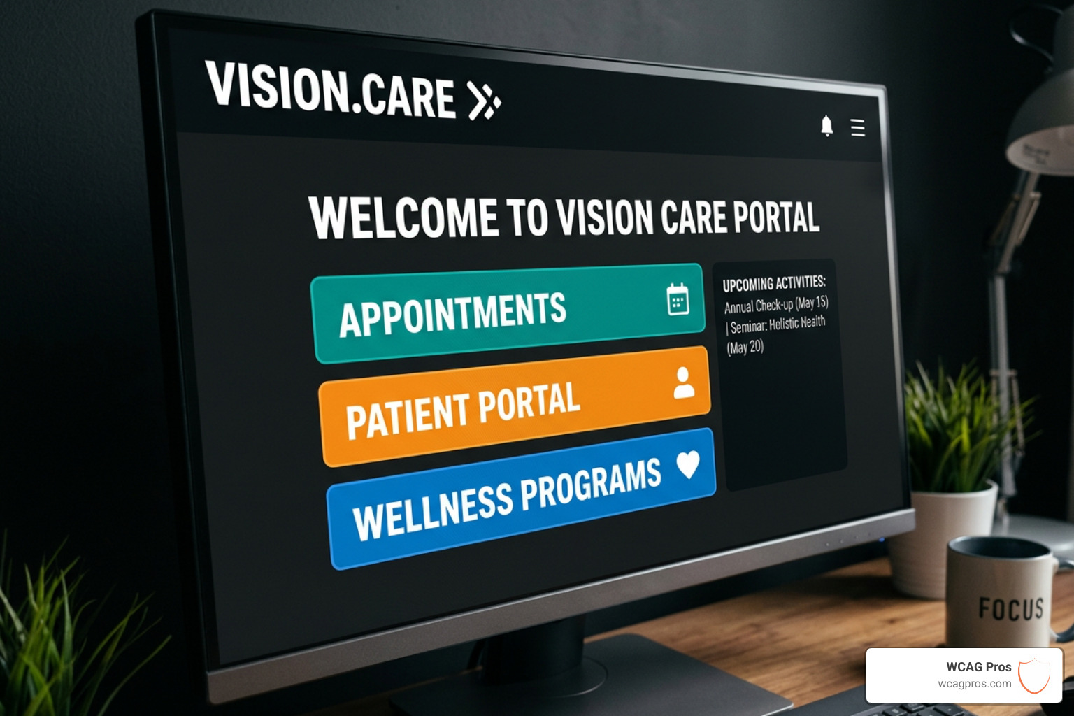 High contrast website interface showing clear buttons and legible text: accessible web design High contrast website interface showing clear buttons and legible text: accessible web design