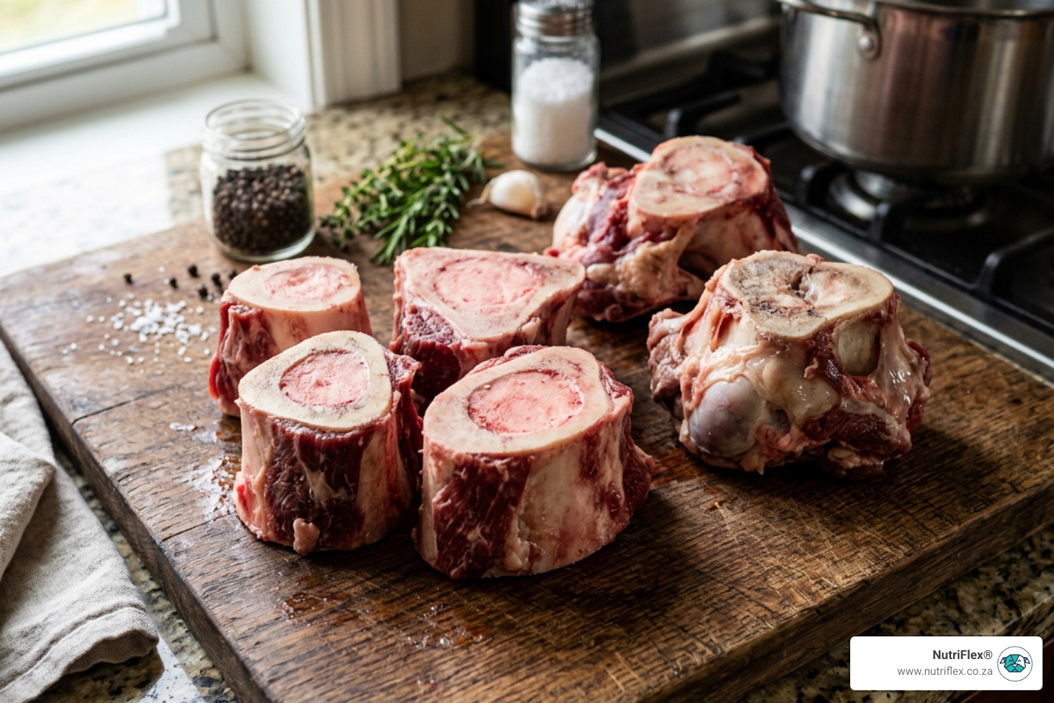 Selection Of Raw Beef Marrow And Knuckle Bones Used For Preparing Nutrient-Dense Broth - Bone Broth For Dogs Selection Of Raw Beef Marrow And Knuckle Bones Used For Preparing Nutrient-Dense Broth - Bone Broth For Dogs