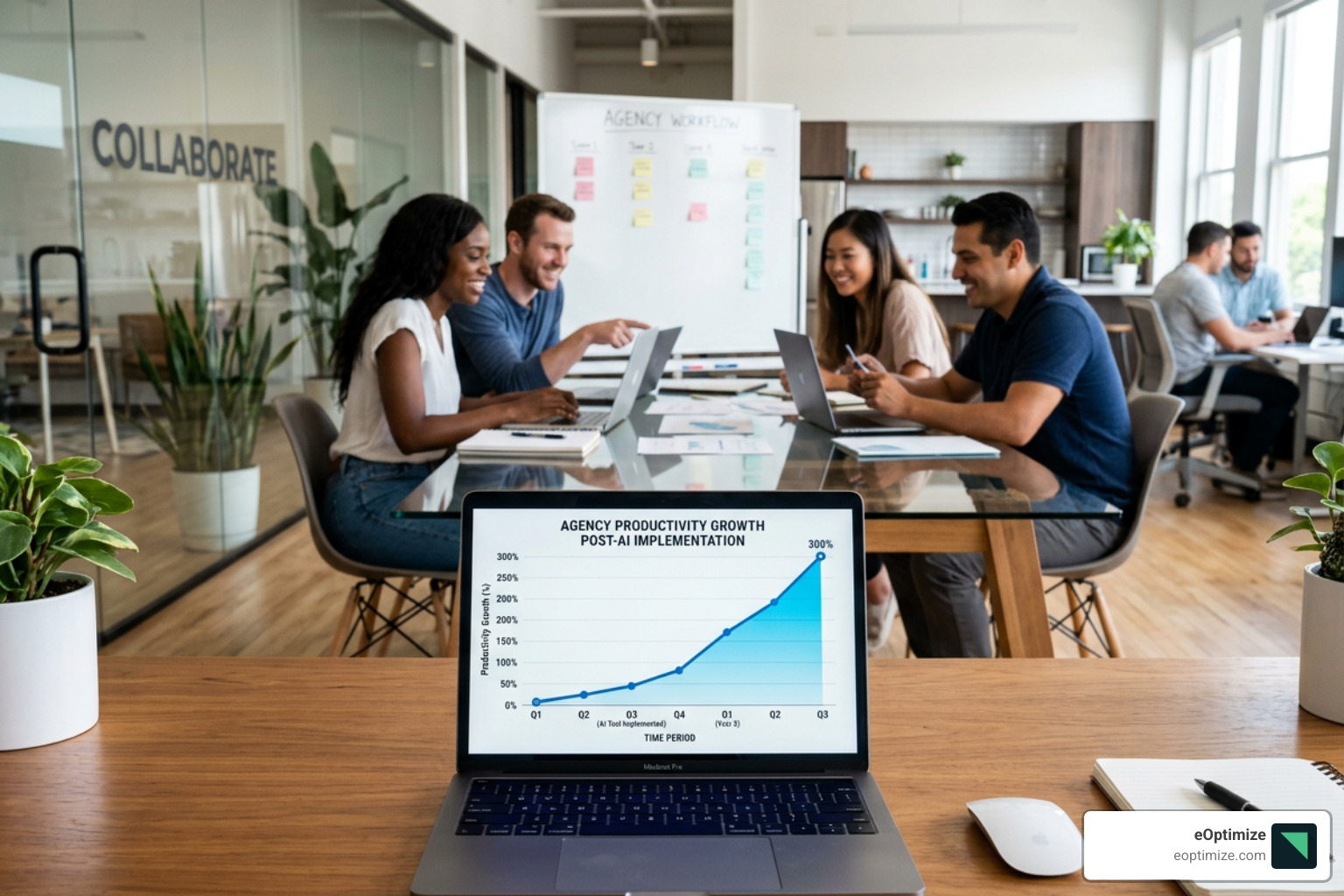 Graph showing agency productivity growth after implementing AI tools - best ai tools for marketing agencies