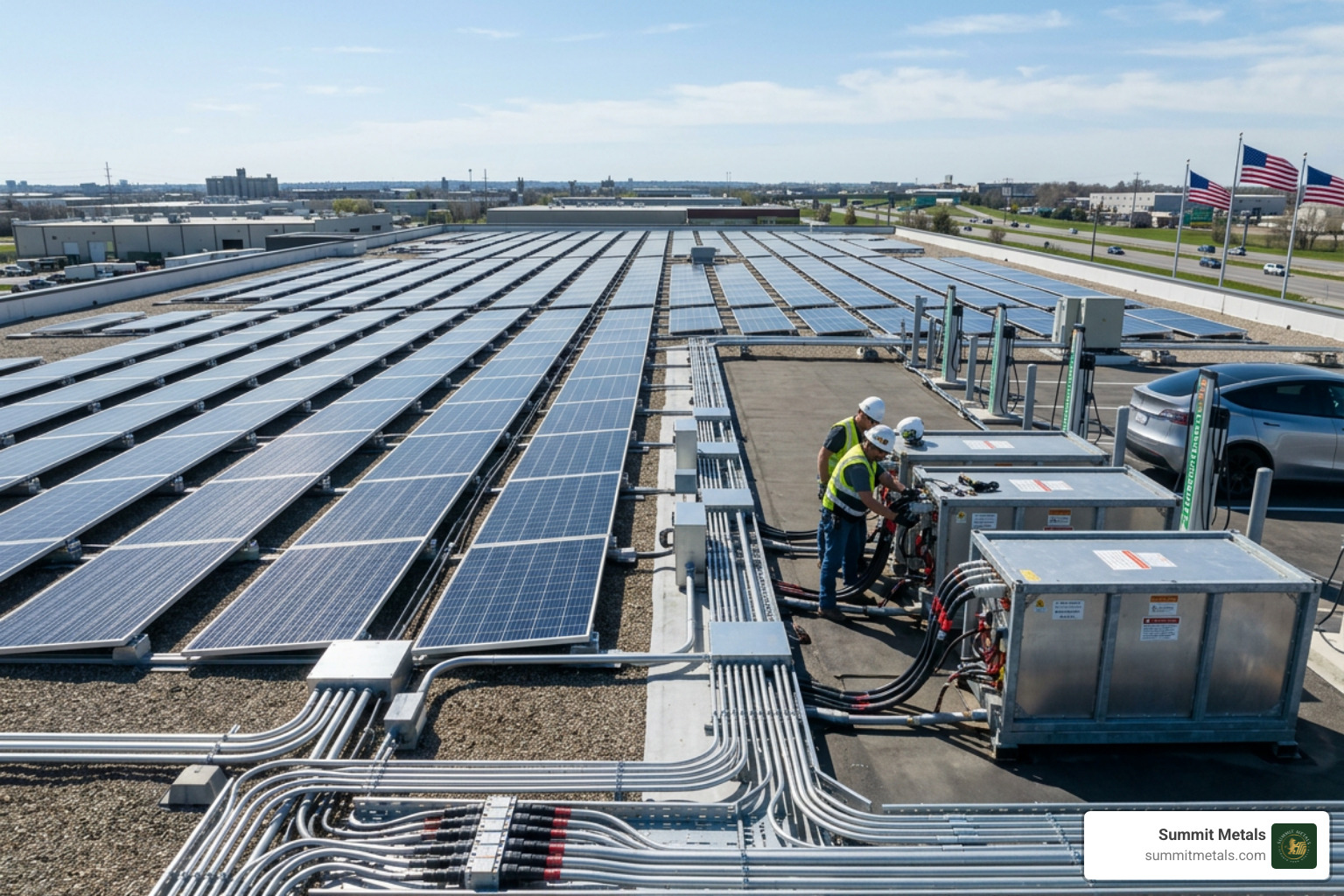 solar panels and electric vehicle components representing industrial silver demand - one troy ounce of silver worth