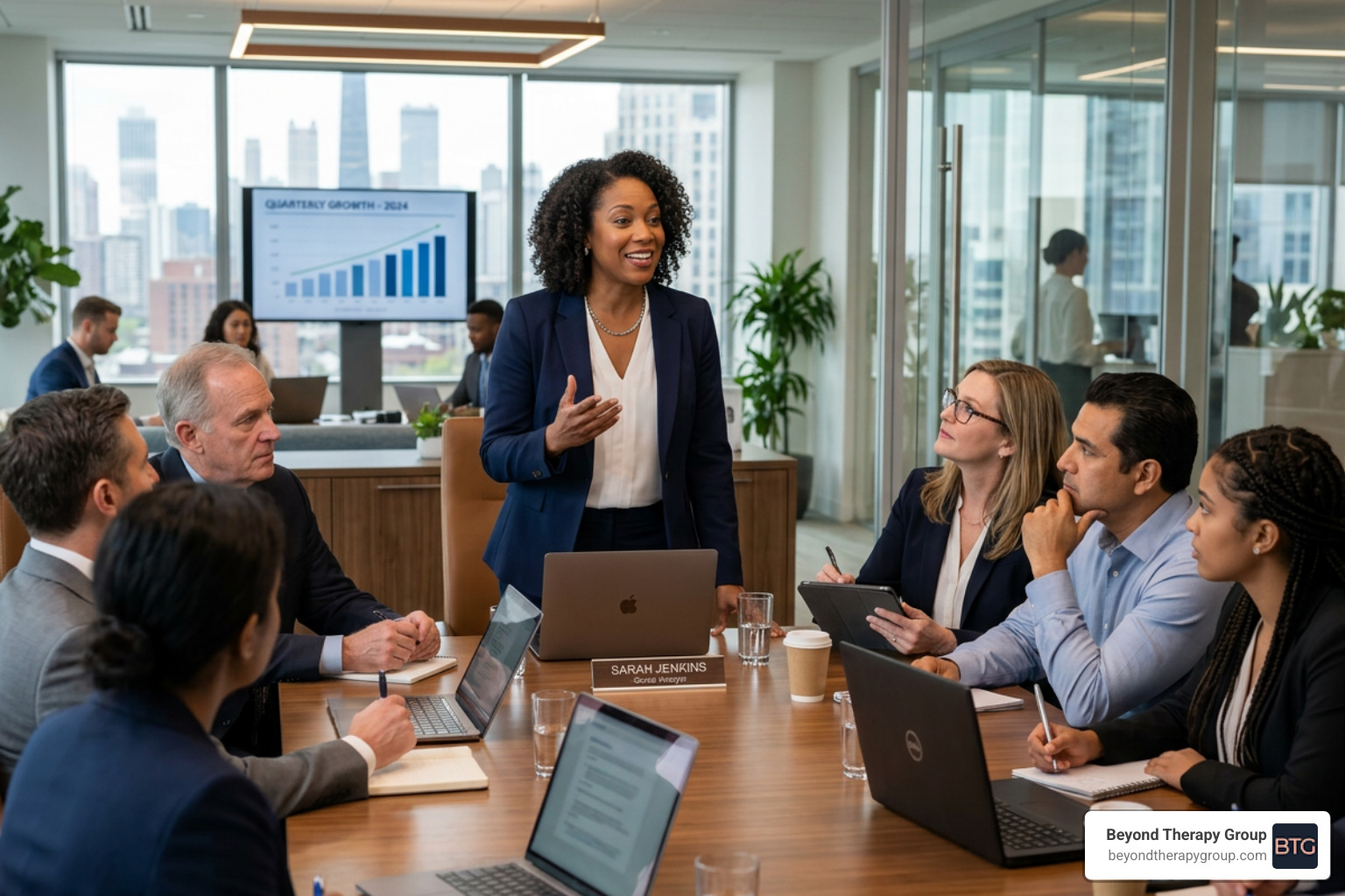 A person speaking confidently at a professional meeting with colleagues listening - Self Advocacy A person speaking confidently at a professional meeting with colleagues listening - Self Advocacy