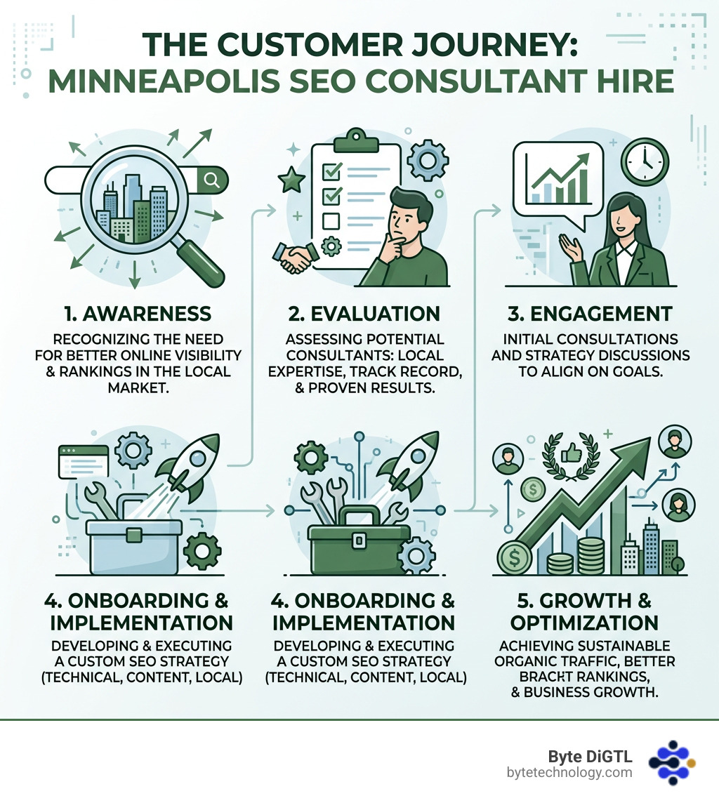 minneapolis seo consultant hire customer journey - minneapolis seo consultant hire infographic 
