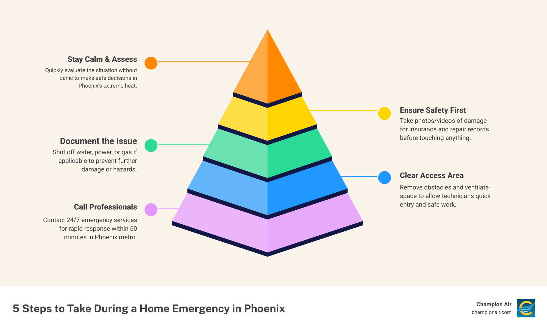 5 steps to take during a home emergency in Phoenix infographic - emergency repair services in phoenix, az infographic