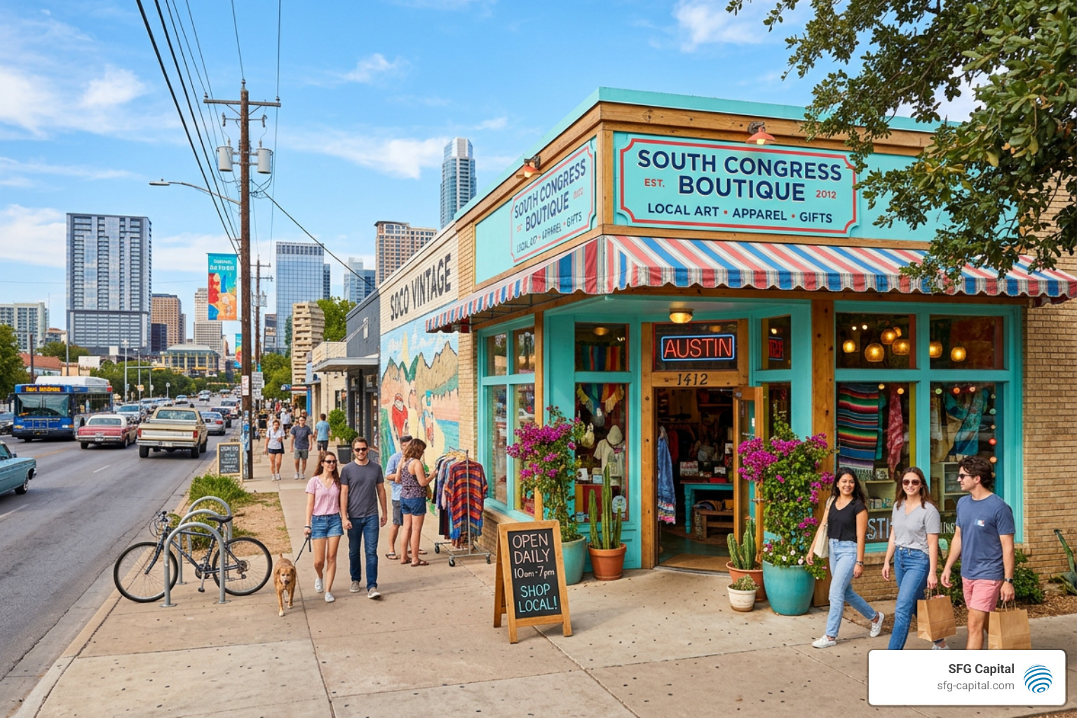 Local Austin storefront on South Congress - austin erc buyout program