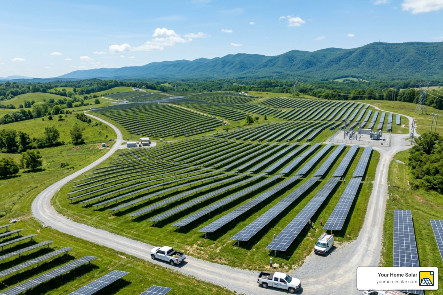 Utility-scale solar farm in Tennessee providing clean energy to the grid - solar power Tennessee Utility-scale solar farm in Tennessee providing clean energy to the grid - solar power Tennessee